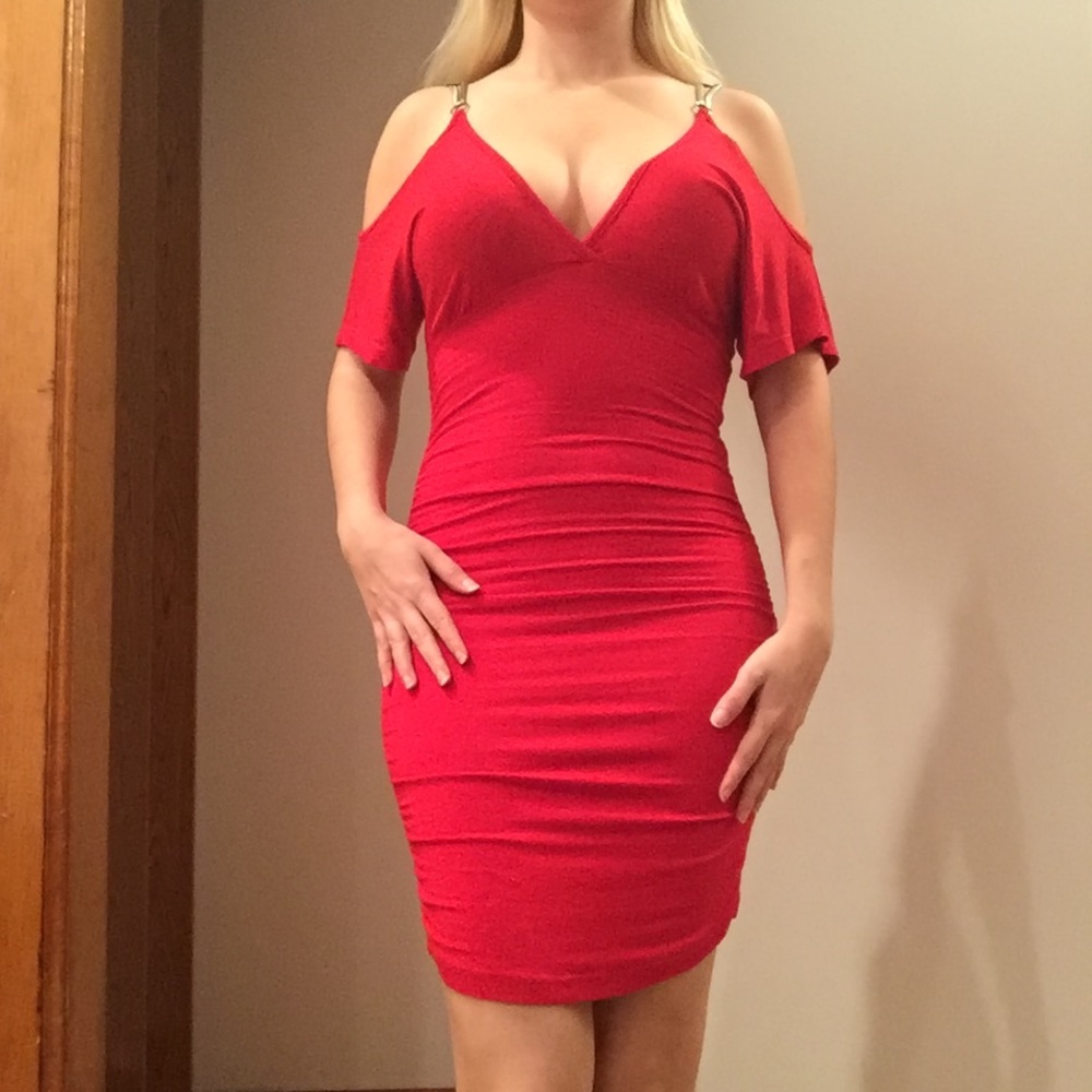Red Open Shoulder Dress